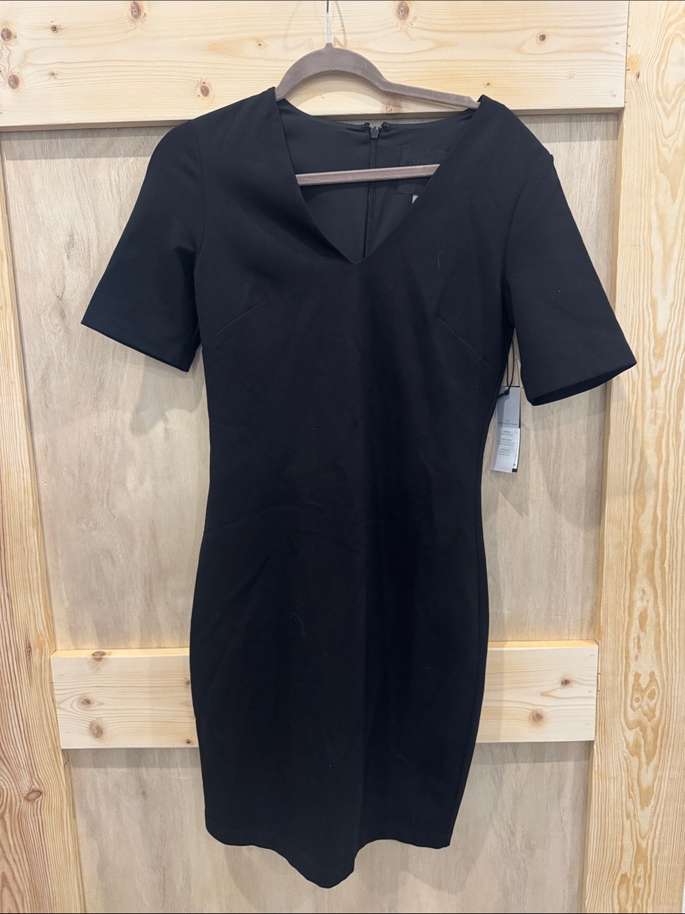 White House Black Market Black V-Neck Short Sleeve Midi Dress